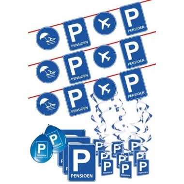 Pensioen/met de vut themafeest pakket l blauw/verkeersbord