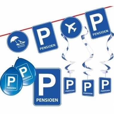 Pensioen/met de vut themafeest pakket s blauw/verkeersbord