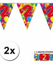 2 gekleurde vlaggenlijnen 2 jaar met sticker