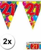 2 gekleurde vlaggenlijnen 21 jaar met sticker